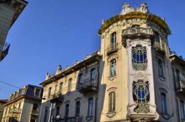Turin, Piedmont bölgesi, İtalya. 14 Nisan 2017. Casa Fenoglio Lafleur Turin, Art Nouveau tarzında şehrin amblemi tarihi bir bina var. Bir köşe Corso Francia ve Via Principi d'Acaja arasında olduğunu.