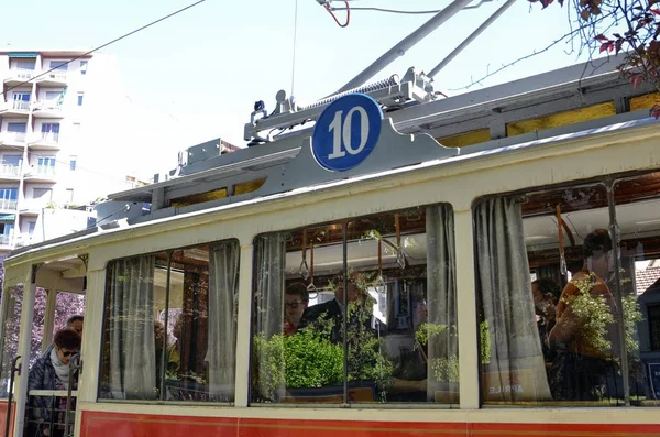 Turin Piémont Italie Mai 2017 Tramway Vintage 116 Qui Servi — Photo