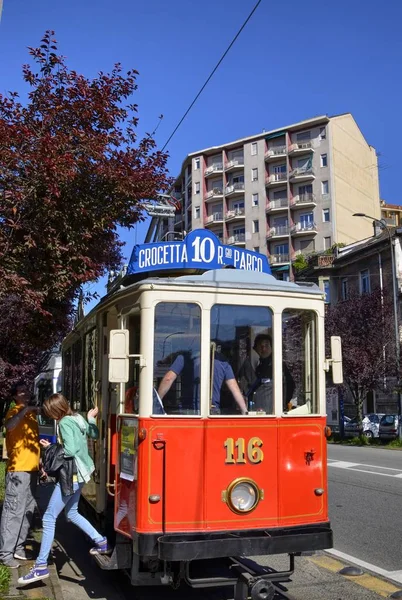 Turín Piamonte Italia Mayo 2017 Tranvía Vintage 116 Que Sirvió — Foto de Stock