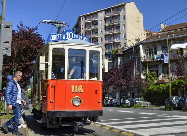 Turín Piamonte Italia Mayo 2017 Tranvía Vintage 116 Que Sirvió — Foto de Stock