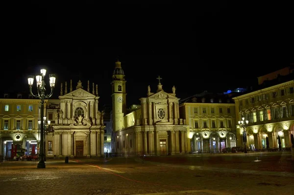 Turín Piamonte Italia Mayo 2018 Piazza San Carlo Por Noche — Foto de Stock