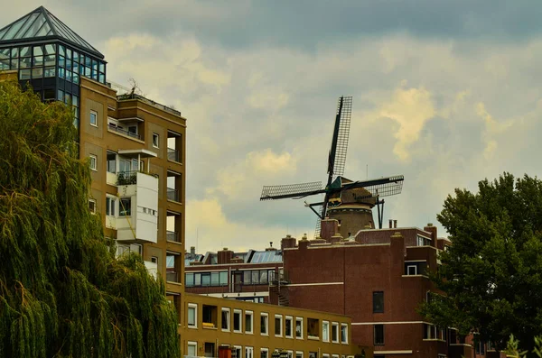 Amsterdam, Holland, August 2019.The De Gooyer Mill is located on — Stock Photo, Image