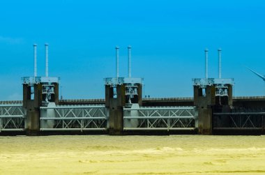 Oosterschelde, Hollanda, Ağustos 2019. Büyük baraj... 