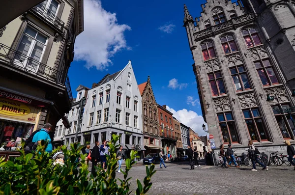 Brugge België Augustus 2019 Het Marktplein Een Van Belangrijkste Pleinen — Stockfoto