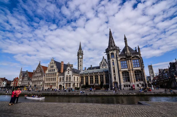 Gand Belgio Agosto 2019 Paesaggio Urbano Mozzafiato Dal Ponte San — Foto Stock