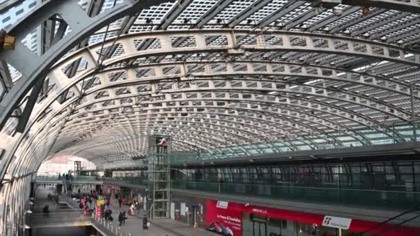 Główna Sala Dworca Kolejowego Porta Susa Turyn Piemont Włochy — Wideo stockowe