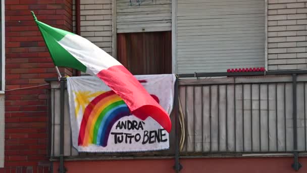 Torino Piemont Italia Martie 2020 Andra Tutto Bene Placard Agățat — Videoclip de stoc