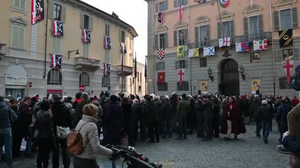 Ivrea Italië Piemonte Februari 2020 Stad Maakt Zich Klaar Voor — Stockvideo