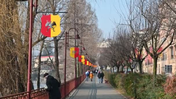 Ivrea Olaszország Piedmont 2020 Február Város Készülődik Narancssárga Harci Napokra — Stock videók