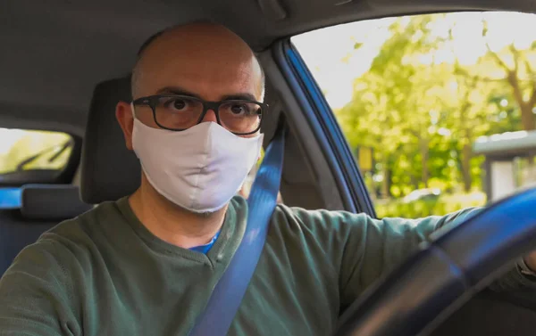 Turin Piemonte Italien April 2020 Coronavirus Pandemi Porträtt Kaukasisk Man — Stockfoto