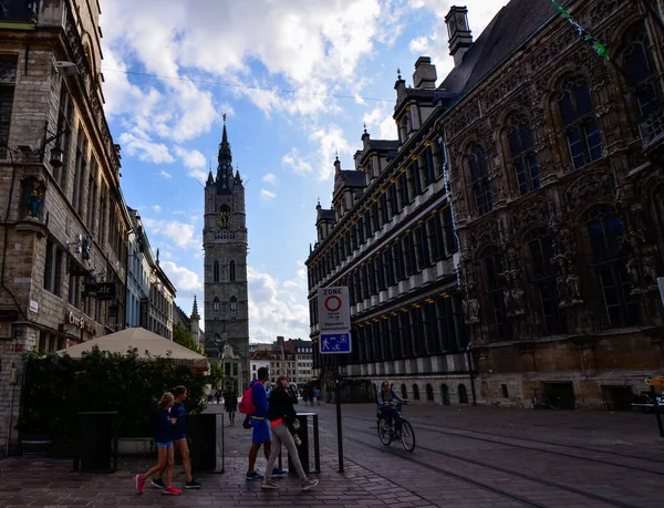 Ghent Belgium August 2019 Imposing Bell Tower Called Beffroi Its — Stock Photo, Image