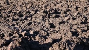 Yeni sürülmüş topraklardaki kış görüntüleri, büyük taze toprak parçaları zengin ve doğal bir görünüme sahiptir.