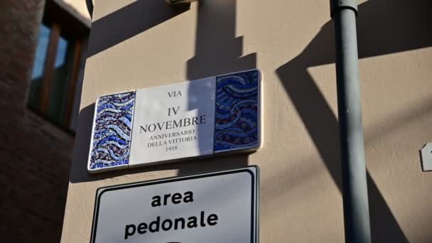 House Facade Street Sign Ravenna Italy — Stock Video
