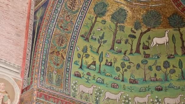 Mosaico Paleocristiano Nella Basilica Sant Apollinare Nuovo Ravenna Italia Video — Video Stock