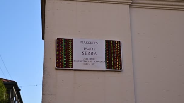 Hausfassade Und Straßenschild Ravenna Italien — Stockvideo