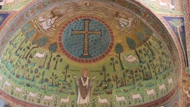 Mosaico Paleocristiano Nella Basilica Sant Apollinare Nuovo Ravenna Italia Video — Video Stock