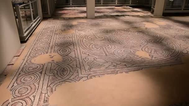 Prosinec 2019 Ravenna Itálie Domus Kamenné Koberce Dlážděné Polychromovanými Mozaikami — Stock video