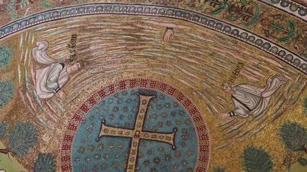 Раннехристианская Мозаика Базилике Святого Аполлинаре Нуово Равенна Италия Видео — стоковое видео