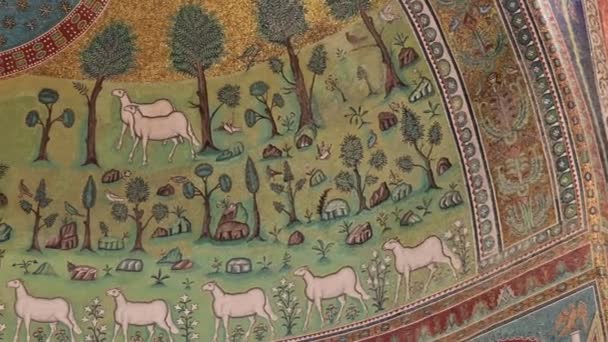 Mosaico Paleocristiano Nella Basilica Sant Apollinare Nuovo Ravenna Italia Video — Video Stock