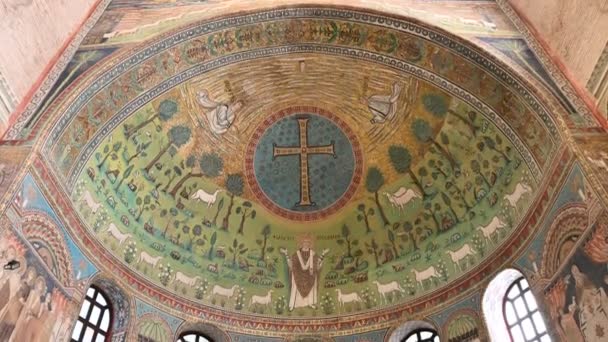 Frühchristliches Mosaik Der Basilika Sant Apollinare Nuovo Ravenna Italien Video — Stockvideo