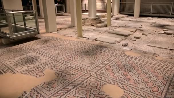 Dezember 2019 Ravenna Italien Domus Steinteppiche Gepflastert Mit Mehrfarbigen Mosaiken — Stockvideo