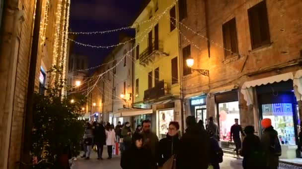 Ferrara Italie Décembre 2019 Images Nuit Delle Arcate Caractérisé Par — Video