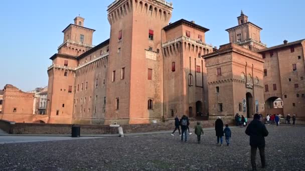 Ferrara Italie Décembre 2019 Tir Avec Mouvement Inclinaison Sur Château — Video