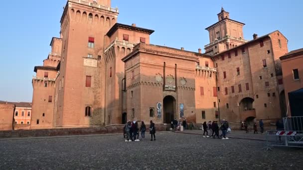 Ferrara Italien Dezember 2019 Dreharbeiten Mit Kippbewegung Auf Der Burg — Stockvideo