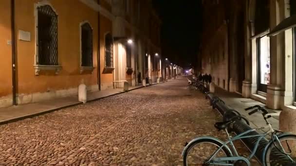 Ferrara Italia Diciembre 2019 Imágenes Nocturnas Delle Arcate Caracterizadas Por — Vídeos de Stock