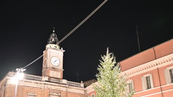 Ravenna Italien Dezember 2019 Platz Der Nacht Weihnachtsbaum Video — Stockvideo