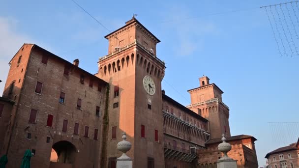 Ferrara Italië December 2019 Schieten Met Kantelbeweging Kasteel Este Gekenmerkt — Stockvideo