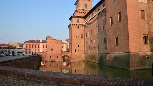 Ferrara Italia Dicembre 2019 Riprese Con Movimento Inclinato Sul Castello — Video Stock