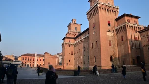 Ferrara Italien Dezember 2019 Dreharbeiten Mit Kippbewegung Auf Der Burg — Stockvideo