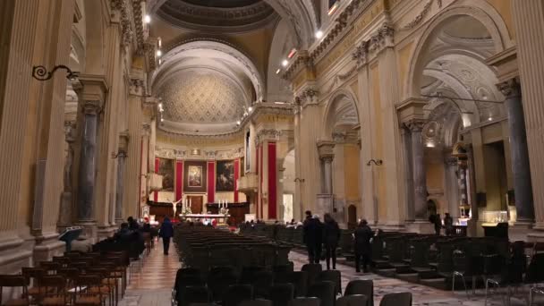 Dezembro 2019 Ravenna Itália Interior Catedral Ravenna Com Pessoas Vídeo — Vídeo de Stock