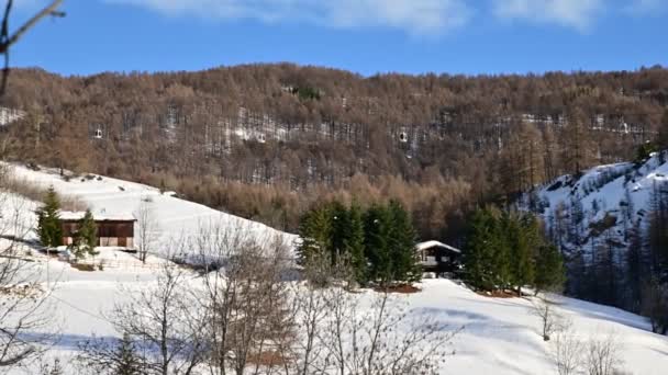 December 2019 San Sicario Piemonte Italien Vinterskidort Och Linbanor Ovan — Stockvideo