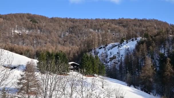 December 2019 San Sicario Piedmont Italy Winter Ski Resort Cable — Stock Video