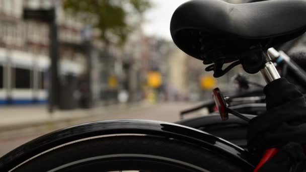 Amsterdam Holland August 2019 Particular Point View Blurred Frame Saddle — Stock Video