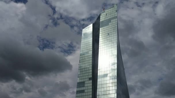 Augustus 2019 Frankfurt Main Duitsland Moderne Ecb Toren Europese Bank — Stockvideo