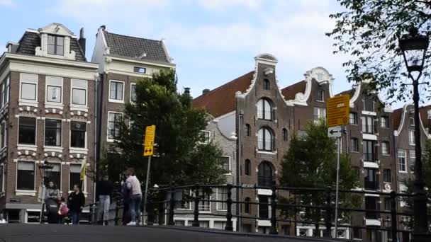 Amsterdam Holland August 2019 View Point Cycle Path Pedestrians Cross — Stock Video