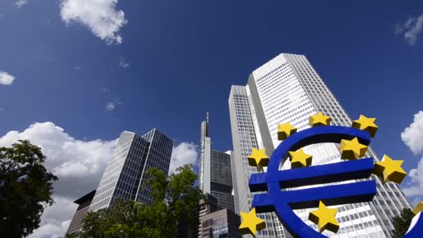 Sierpień 2019 Frankfurt Nad Menem Niemcy Wideo Ruchu Budynku Euro — Wideo stockowe