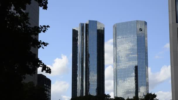 Frankfurt Duitsland Augustus 2019 Statische Video Van Twin Towers Van — Stockvideo