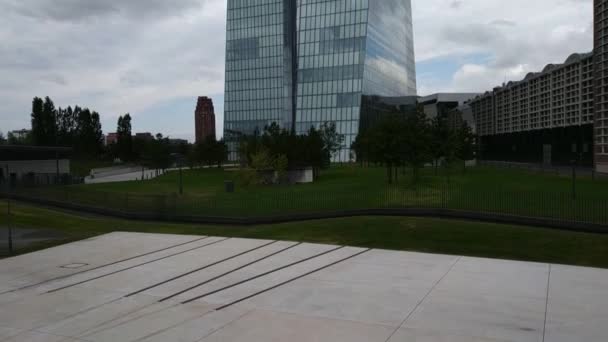 Agosto 2019 Frankfurt Main Alemania Modern Ecb Tower European Bank — Vídeo de stock