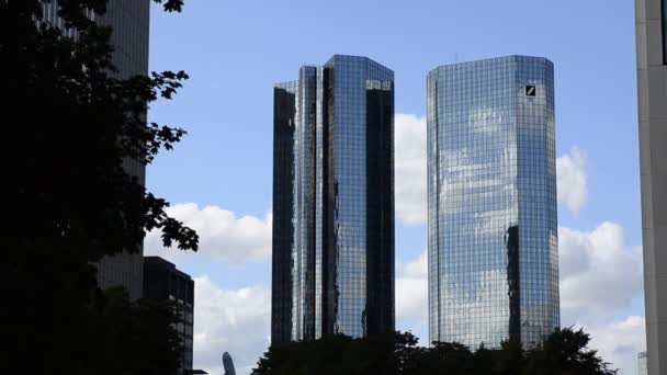 Франкфурт Німеччина Серпень 2019 Static Video Twin Tower Deutsche Bank — стокове відео