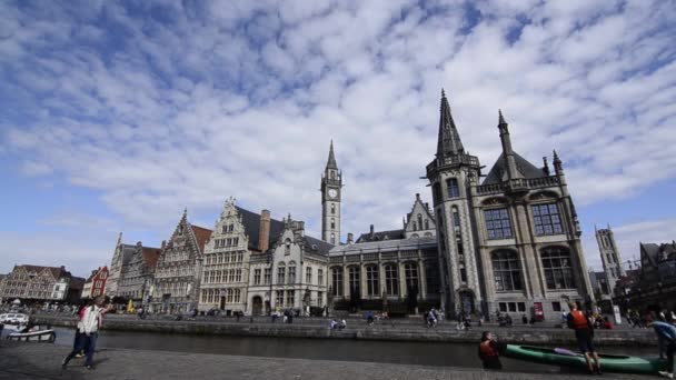 Gante Flandres Região Bélgica Agosto 2019 Cidade Velha Com Canal — Vídeo de Stock