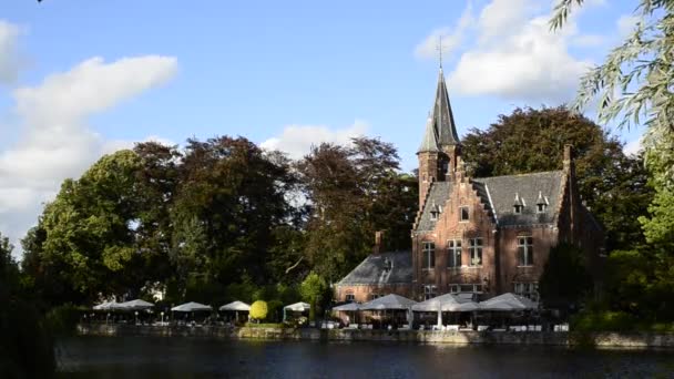 Bruges Belgium August 2019 Charming Minnewater Also Called Lake Love — Stock Video