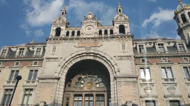 Anvers Flandre Belgique Août 2019 Vue Sur Extérieur Gare Grande — Video