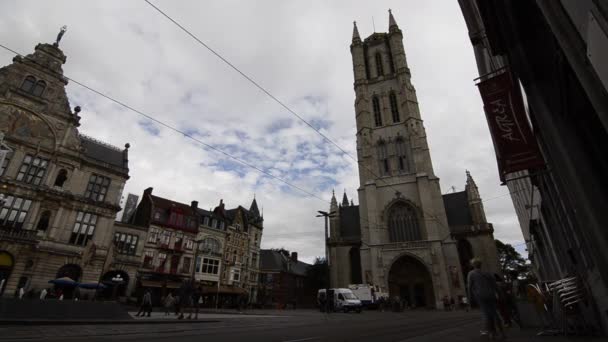 Gent Vlaanderen België Augustus 2019 Oude Klokkentoren Belfort Video — Stockvideo