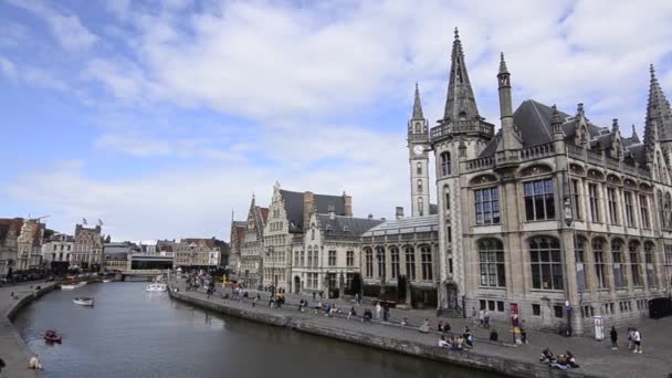 Gand Région Flandre Belgique Août 2019 Vieille Ville Avec Canal — Video