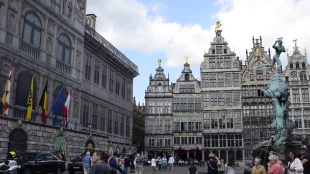 Фландрія Бельгія Серпень 2019 Величний Собор Частково Покритий Риштуванням Обслуговування — стокове відео