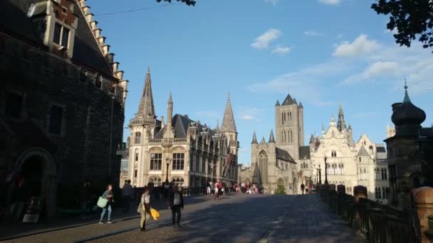 Gante Región Flandes Bélgica Agosto 2019 Vista Iglesia San Niklaaskerk — Vídeo de stock